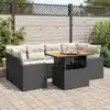 Image de vidaXL Salon de jardin 7 pcs avec coussins noir résine tressée