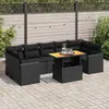 Image de vidaXL Salon de jardin 8 pcs avec coussins noir résine tressée