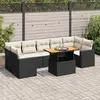 Image de vidaXL Salon de jardin 8 pcs avec coussins noir résine tressée
