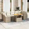 Image de vidaXL Salon de jardin avec coussins 8 pcs beige résine tressée