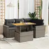 Image de vidaXL Salon de jardin 5 pcs avec coussins gris résine tressée