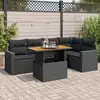 Image de vidaXL Salon de jardin 6 pcs avec coussins noir résine tressée