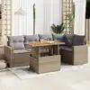 Image de vidaXL Salon de jardin avec coussins 6 pcs beige résine tressée