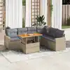 Image de vidaXL Salon de jardin avec coussins 7 pcs beige résine tressée