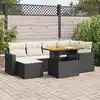 Image de vidaXL Salon de jardin 7 pcs avec coussins noir résine tressée