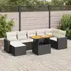 Image de vidaXL Salon de jardin 8 pcs avec coussins noir résine tressée