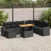 Image de vidaXL Salon de jardin 9 pcs avec coussins noir résine tressée