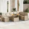 Image de vidaXL Salon de jardin avec coussins 9 pcs beige résine tressée