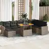 Image de vidaXL Salon de jardin 9 pcs avec coussins gris résine tressée
