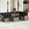 Image de vidaXL Salon de jardin 9 pcs avec coussins gris résine tressée