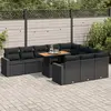 Image de vidaXL Salon de jardin 11 pcs avec coussins noir résine tressée