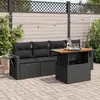 Image de vidaXL Salon de jardin 5 pcs avec coussins noir résine tressée