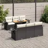 Image de vidaXL Salon de jardin 7 pcs avec coussins noir résine tressée