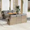 Image de vidaXL Salon de jardin avec coussins 7 pcs beige résine tressée
