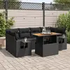 Image de vidaXL Salon de jardin 7 pcs avec coussins noir résine tressée