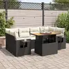 Image de vidaXL Salon de jardin 7 pcs avec coussins noir résine tressée
