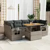 Image de vidaXL Salon de jardin avec coussins 7 pcs gris résine tressée