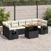 Image de vidaXL Salon de jardin 8 pcs avec coussins noir résine tressée