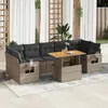 Image de vidaXL Salon de jardin 8 pcs avec coussins gris résine tressée
