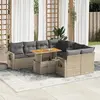 Image de vidaXL Salon de jardin avec coussins 9 pcs beige résine tressée