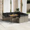 Image de vidaXL Salon de jardin 9 pcs avec coussins gris résine tressée
