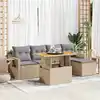 Image de vidaXL Salon de jardin avec coussins 6 pcs beige résine tressée
