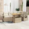 Image de vidaXL Salon de jardin avec coussins 6 pcs beige résine tressée