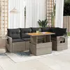 Image de vidaXL Salon de jardin 6 pcs avec coussins gris résine tressée