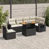 Image de vidaXL Salon de jardin 7 pcs avec coussins noir résine tressée