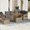 Image de vidaXL Salon de jardin avec coussins 7 pcs beige résine tressée