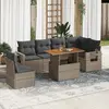 Image de vidaXL Salon de jardin avec coussins 7 pcs gris résine tressée