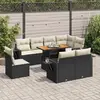 Image de vidaXL Salon de jardin 9 pcs avec coussins noir résine tressée