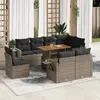 Image de vidaXL Salon de jardin 9 pcs avec coussins gris résine tressée