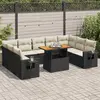 Image de vidaXL Salon de jardin 10 pcs avec coussins noir résine tressée