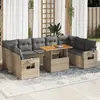 Image de vidaXL Salon de jardin avec coussins 10 pcs beige résine tressée