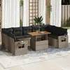 Image de vidaXL Salon de jardin avec coussins 10 pcs gris résine tressée