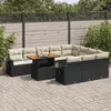 Image de vidaXL Salon de jardin 11 pcs avec coussins noir résine tressée