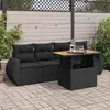 Image de vidaXL Salon de jardin 5 pcs avec coussins noir résine tressée