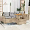 Image de vidaXL Salon de jardin avec coussins 5 pcs beige résine tressée