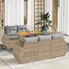 Image de vidaXL Salon de jardin avec coussins 6 pcs beige résine tressée