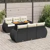 Image de vidaXL Salon de jardin 7 pcs avec coussins noir résine tressée