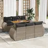 Image de vidaXL Salon de jardin avec coussins 7 pcs gris résine tressée