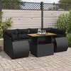 Image de vidaXL Salon de jardin 7 pcs avec coussins noir résine tressée