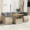 Image de vidaXL Salon de jardin avec coussins 7 pcs beige résine tressée