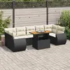 Image de vidaXL Salon de jardin 8 pcs avec coussins noir résine tressée
