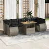 Image de vidaXL Salon de jardin 8 pcs avec coussins gris résine tressée