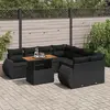 Image de vidaXL Salon de jardin 9 pcs avec coussins noir résine tressée