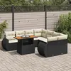 Image de vidaXL Salon de jardin 9 pcs avec coussins noir résine tressée