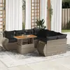 Image de vidaXL Salon de jardin 9 pcs avec coussins gris résine tressée
