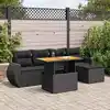 Image de vidaXL Salon de jardin 6 pcs avec coussins noir résine tressée